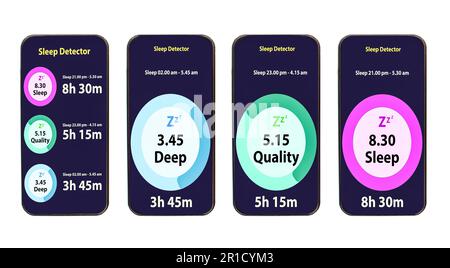 Gli smartphone mostrano un monitor della funzione di sospensione. Lo schermo del dispositivo mobile monitora l'integrità. Concetto di utilizzare la tecnologia per prendersi cura della salute delle persone utilizzando Foto Stock