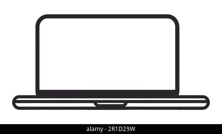 Icona del notebook in stile piatto alla moda isolata su sfondo grigio. Simbolo del computer per la progettazione del sito Web, logo vettoriale. Illustrazione Vettoriale