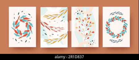 Set di silhouette astratte in stile pastello Illustrazione Vettoriale