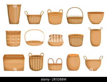 Collezione cartone vuoto Wicker basket Illustrazione Vettoriale