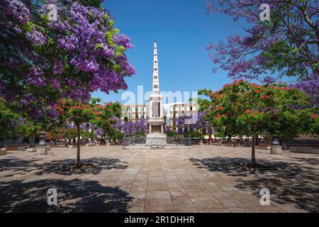 Plaza de la Merced e Torrijos Monument - Malaga, Andalusia, Spagna Foto Stock