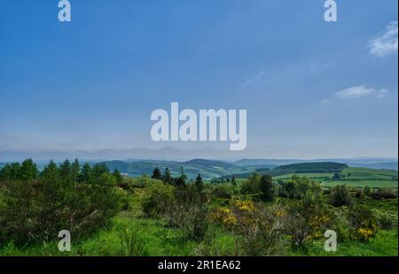 South Shropshire visto da Bury Fitch, Clunton, vicino a Clun, Shropshire Foto Stock