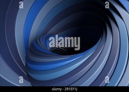 Diversi formati di anelli in tonalità di blu ritorto per formare il modello astratto vorticoso. Elemento di design per sfondi di siti web, sfondi per diapositive Foto Stock