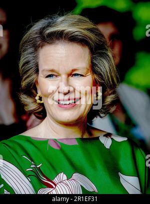 Brussel, Belgio. 13th maggio, 2023. Regina Mathilde del Belgio al dominio reale di Laeken a Brussel, il 13 maggio 2023, per partecipare ad un Garden Party con 600 belgi provenienti da tutto il paese, in occasione del decimo anniversario di King Filip Kingship Credit: Albert Nieboer/Netherlands OUT/Point de Vue OUT/dpa/Alamy Live News Foto Stock