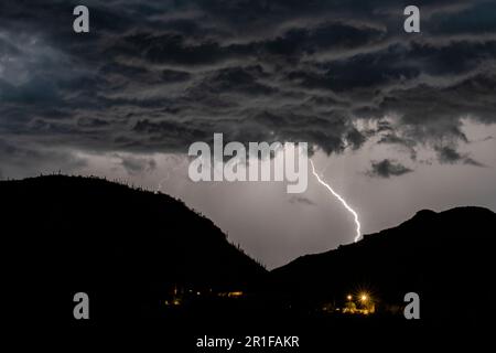 Fulmini della stagione dei monsoni vicino Tucson, Arizona Foto Stock