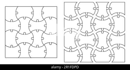 Imposta il modello di pezzi di puzzle, set vettoriale per la creazione di pezzi di puzzle complessi, immagine applicabile a diversi concetti Illustrazione Vettoriale