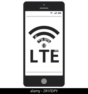 Simbolo del segnale di segno lte con tecnologia a icone vettoriali per smartphone per le comunicazioni mobili 4G LTE Illustrazione Vettoriale