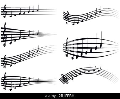 Note musicali disegni doodle set. Raccolta di notazione musicale disegnata  a mano con note acuti sculf basso sculf stave e note per la scrittura di  musica e l'educazione isolati su sfondo trasparente