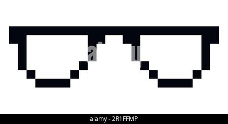 Occhiali icona pixel vettoriale Pixel Art Glasses of Thug Life Meme 8 bit Illustrazione Vettoriale
