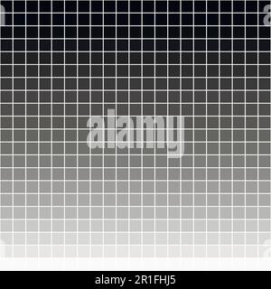 Sfondo pixel, un gradiente da nero a bianco smantellato per pixel quadrati, il vettore orizzontale strisce grigio gradiente Illustrazione Vettoriale