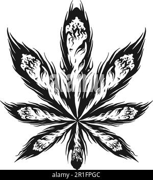 Foglia di cannabis pianta comune fumo ornamento erbacce logo illustrazioni silhouette vettoriale illustrazioni per il tuo lavoro logo, merchandise t-shirt, adesivi a Illustrazione Vettoriale