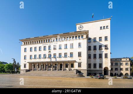 Sofia, Bulgaria. Maggio 2023. Vista sull'edificio della Banca Nazionale bulgara nel centro della città Foto Stock