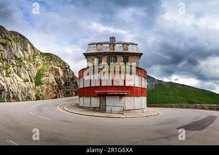 Hotel Belvedere al Passo Furka nelle Alpi Svizzere, Canton Vallese, Obergoms, Svizzera Foto Stock