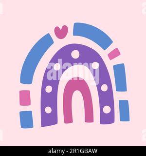 Carino asctract arcobaleno. Disegno vettoriale a mano. Illustrazione Vettoriale