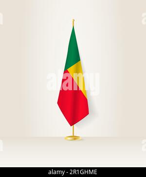 Bandiera del Benin su un supporto della bandiera. Illustrazione vettoriale. Illustrazione Vettoriale