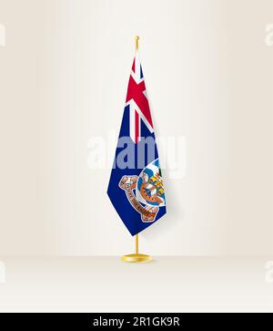 Bandiera delle Isole Falkland su un supporto bandiera. Illustrazione vettoriale. Illustrazione Vettoriale