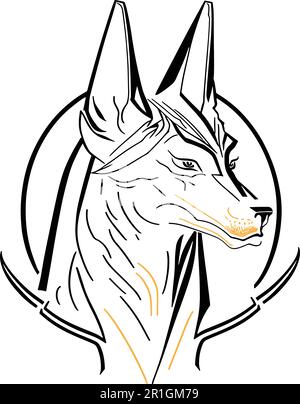 Anubis Head Logo Template è un file vettoriale che presenta un design potente e iconico dell'antica divinità egiziana, Anubis. Illustrazione Vettoriale