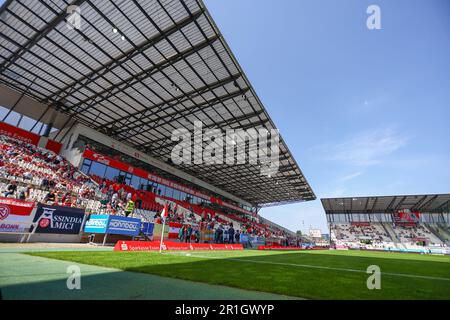 ESSEN, GERMANIA. 14 maggio 2023. Rot-Weiss Essen v 1860 Muenchen. Calcio, 3. Liga, giorno 36, Stagione 2022/2023. Stadion an der Hafenstrasse. Credit: NewsNRW / Alamy Live News le normative DFB vietano qualsiasi uso di fotografie come sequenze di immagini e/o quasi-video Credit: NewsNRW/Alamy Live News Foto Stock