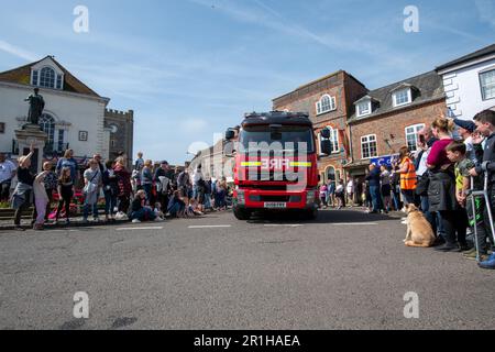 Wallingford Car Rally 14th 2023 maggio - Parata dei veicoli attraverso il centro di Wallingford Foto Stock