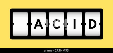 Colore nero in parola acido su banner slot con sfondo giallo Illustrazione Vettoriale