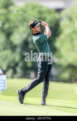 13 maggio 2023: Trevor Cone ha colpito un colpo di avvicinamento sulla 3rd buche durante il terzo round del torneo DI golf AT&T Byron Nelson al TPC Craig Ranch di McKinney, Texas. Grigio Siegel/CSM(immagine di credito: © Gray Siegel/Cal Sport Media) Foto Stock