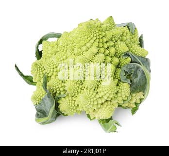 Broccoli romanesco crudi freschi isolati su bianco Foto Stock