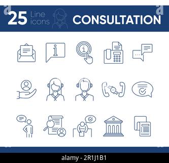 Set di icone della linea di consultazione Illustrazione Vettoriale