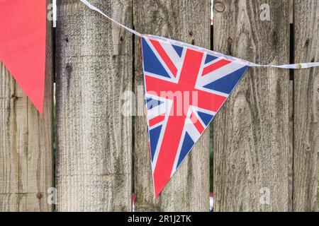 Il coniglietto di Union Jack si è appeso per le celebrazioni per l'incoronazione di Re Carlo nel maggio 2023. Foto Stock