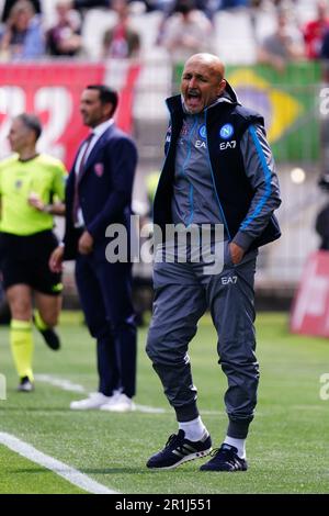 Monza, Italia. 14th maggio, 2023. L'allenatore di testa Luciano Spalletti (SSC Napoli) durante il campionato italiano Serie Una partita di calcio tra AC Monza e SSC Napoli il 14 maggio 2023 allo stadio U-Power di Monza - Credit: Luca Rossini/e-Mage/Alamy Live News Credit: Luca Rossini/e-Mage/Alamy Live News Foto Stock