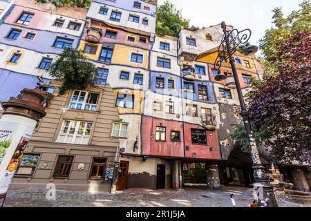 VIENNA, AUSTRIA - 9 SETTEMBRE 2021: Casa Hundertwasser a Vienna, Austria Foto Stock