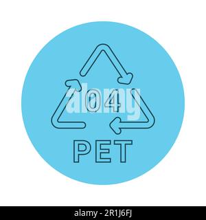 Codice di riciclaggio della plastica icona della linea PET 04. Codice di consumo. Tratto modificabile. Illustrazione Vettoriale