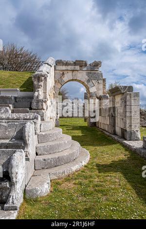 Teatro Samnite, zona archeologica di Pietrabbondante. Isernia, Molise, Italia, Europa. Foto Stock