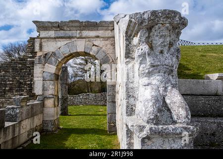 Teatro Samnite, zona archeologica di Pietrabbondante. Isernia, Molise, Italia, Europa. Foto Stock