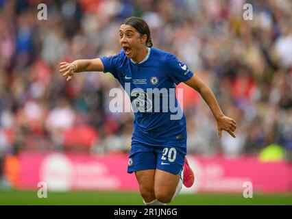 Londra, Regno Unito. 14th maggio, 2023. 14 maggio 2023 - Chelsea contro Manchester United - Vitality Women's fa Cup - Final - Wembley Stadium Sam Kerr di Chelsea celebra il suo gol vincente durante la partita finale della Vitality Women's fa Cup al Wembley Stadium, Londra. Picture Credit: Notizie dal vivo su Mark Pain/Alamy Foto Stock