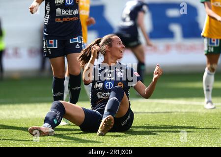 Linköpings no 17 Nellie Karlsson festeggia dopo il 1-0 durante la partita di calcio di domenica nell'OBOS Damallsvenskan tra il Linköping FC-IFK Norrköping all'arena di Bilbörsen, Linköping, Svezia. Foto Stock