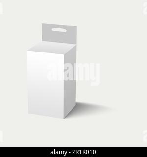 illustrazione 3d scatola di imballaggio con slot di sospensione bianca isolata su sfondo bianco. adatta per la progettazione di elementi di progetto. Foto Stock