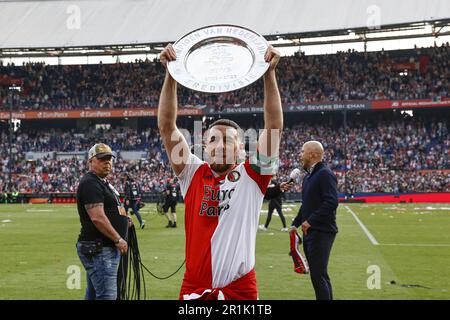 ROTTERDAM - Orkun Kokcu di Feyenoord con la conchiglia durante la partita di campionato olandese tra Feyenoord e Go Ahead Eagles allo stadio di Feyenoord de Kuip il 14 maggio 2023 a Rotterdam, Paesi Bassi. ANP MAURICE VAN PIETRA Foto Stock