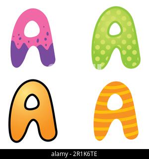 Carattere cartoon colorato digitare lettera A. Illustrazione Vettoriale