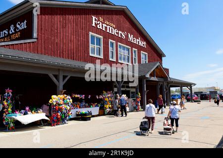 Cartello e Market Building a St. Jacob's Farmers Market. St Jacob's Ontario Canada Foto Stock