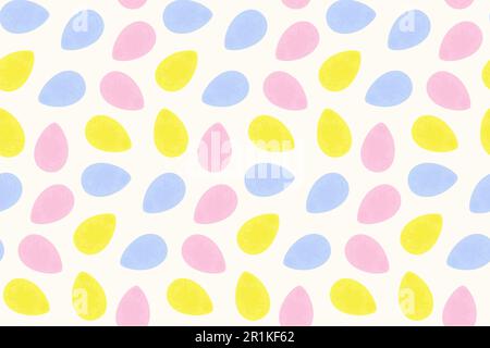 Motivo senza cuciture di uova di Pasqua colorate e luminose in tonalità chiare alla moda. Buona Pasqua. Vacanza. Disegnato a mano. Isolare. Ideale per poster, banner, brochure o auguri, biglietti di invito, prezzo o etichetta. EPS Illustrazione Vettoriale