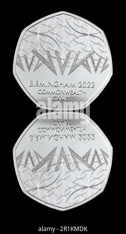 2022 50p per commemorare il Regno Unito che ospita i Giochi del Commonwealth Foto Stock