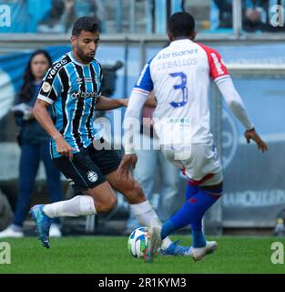 Porto Alegre, Brasile. 14th maggio, 2023. Arena do Gremio Pepe do Gremio, durante la partita tra Gremio e Fortaleza, per il 6th° round del Campionato brasiliano 2023, all'Arena do Gremio, questa domenica 14. €30761 (Richard Ducker/SPP) Credit: SPP Sport Press Photo. /Alamy Live News Foto Stock