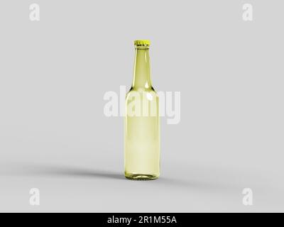 Bottiglia di birra gialla Mock-Up isolato - etichetta vuota Foto Stock