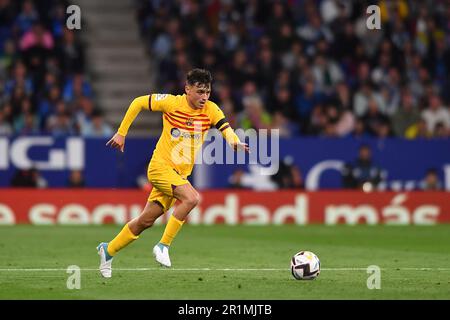 Cornella El Prat, ESP. 14th maggio, 2023. RCD ESPANYOL vs FC BARCELONA 14 maggio 2023 Pedri (8) del FC Barcelona durante la partita tra RCD Espanyol e FC Barcelona corrispondente al trentaquattro giorni della Liga Santander allo stadio RCDE di Barcellona, Spagna. Credit: Rosdemora/Alamy Live News Foto Stock