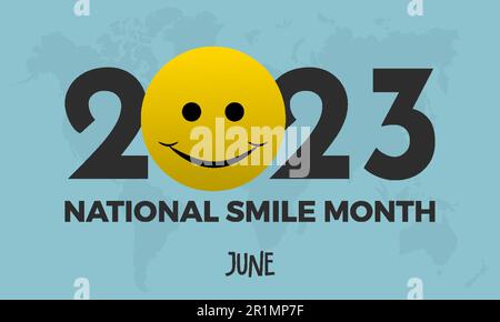 2023 concetto National Smile mese amicizia, salute orale, felicità vettore modello di illustrazione Illustrazione Vettoriale