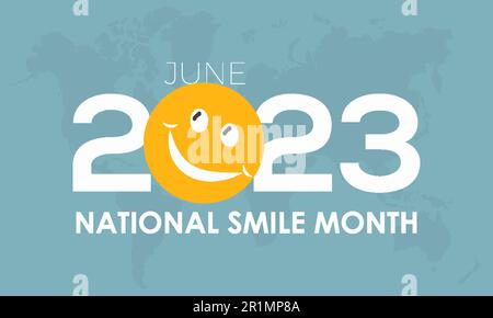 2023 concetto National Smile mese amicizia, salute orale, felicità vettore modello di illustrazione Illustrazione Vettoriale