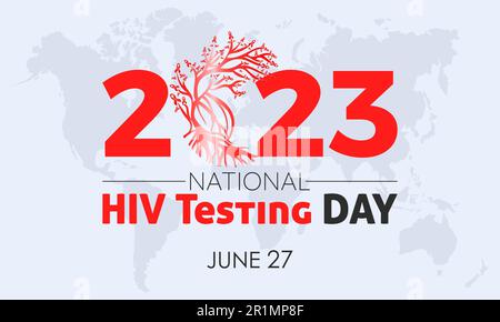 2023 concetto Nazionale HIV Testing Day sanità concetto vettore banner modello di progettazione. Trattamento medico, protezione contro l'hiv, tema di prevenzione dei virus. Illustrazione Vettoriale
