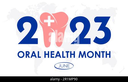 2023 concetto Oral Health mese cavità, igiene, bocca modello di illustrazione vettore Illustrazione Vettoriale