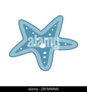 stelle marine blu disegnate a mano su sfondo bianco Illustrazione Vettoriale