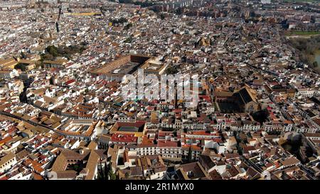 Vista aerea di Plaza de la Corredera di Cordoba, Andalusia, Spagna Foto Stock